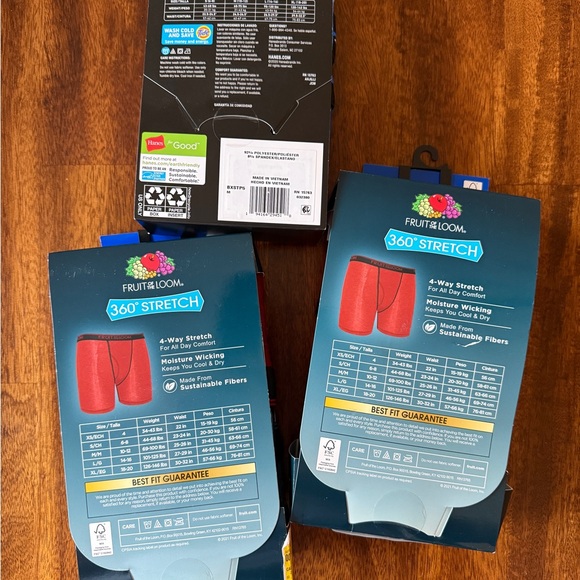 Fruit of the Loom and Hanes Boys Boxer Briefs - Blue and Red - Picture 2 of 3